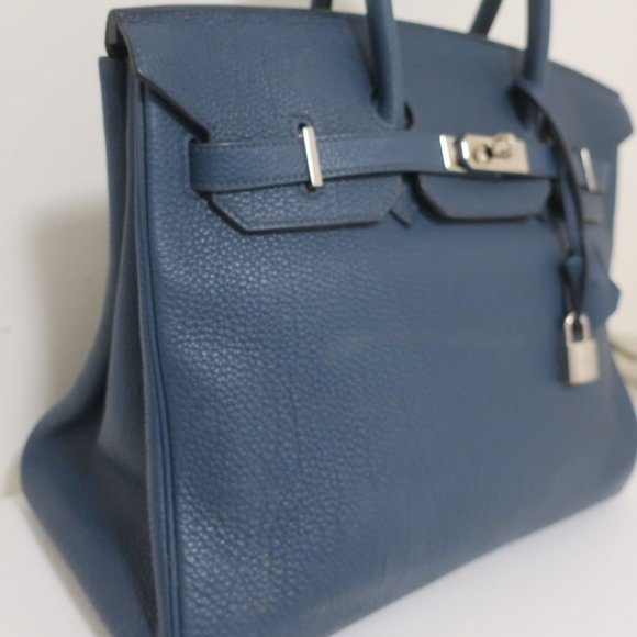 HERMES BIRKIN 35CM BLUE DE MALT CLEMENCE LEATHER PALLADIUM HARDWARE 2009 - Picture 3 of 16